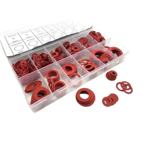 O Type Flat Washer Repair Kit With 600 Pieces Seal Gaskets For Industrial Tools Inner Diameters 5.5mm To 24mm Outer Diameters 10mm To 32mm Thickness 0.8mm Tough Seal Washers For Quick Tool Repairs red washers in compartment box