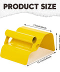 Yellow metal stand with product dimensions 15.1cm x 11cm x 18.3cm labeled "PRODUCT SIZE."