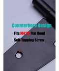 Close-up of 4 Inch Strap Hinges Heavy Duty Rustproof with counterbore design for M4 x 20 screws, black finish