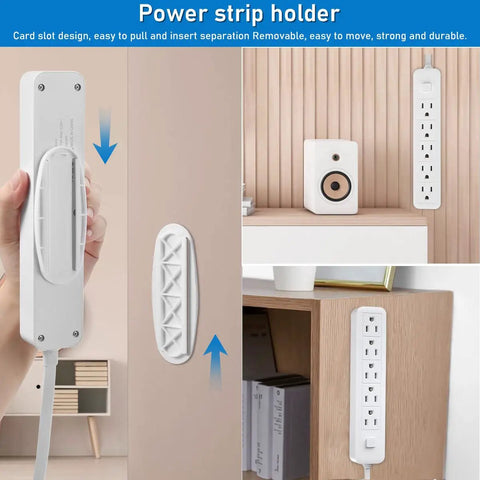 Slim Outlet Concealer With Three Foot Power Strip Extension Cord And Five AC Outlets 1875W for Kitchen, Home Office, wall-mounted.