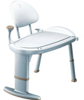 Side view of tub transfer bench shower chair for elderly and disabled adjustable height from 16 to 21 inches non slip surface