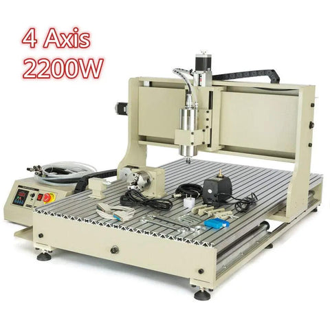 4 Axis Router Engraver USB CNC 6090 2.2KW Milling Drilling Machine with ball screw precision, aluminum and acrylic cutting