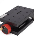 Heavy Duty Manual Pivot Angle Platform With Zero To Ninety Degree Smooth Tilt Base Locked Tight Anodized Aluminum Build, black with red knob.