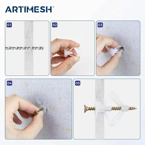 Drywall Anchor Kit With Screws 80 Pcs Self Drilling Hollow Wall Anchors For Three Eighths To One Half Inch Walls Easy Install, drill bit and screw in drywall