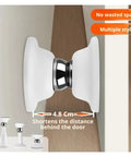 Silicone Magnetic Door Stopper That Holds Strong And Silent With Anti Collision Features For A Quiet Home Setup Gray Color Perfect For Hotels, detail view showing 4.8 cm distance behind door.