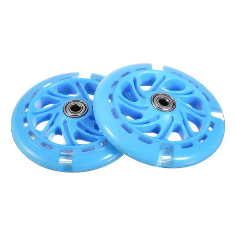 120mm LED Inline Skate Wheels for Outdoor and Indoor Use with Bearings, Flashing Lights, High Rebound Performance, 2 wheels visible