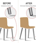 Before and after use of M8 25 40mm Leveling Feet Adjustable Leveler on chair leg, stabilizing and protecting floor from imbalances.