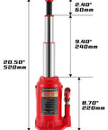 Beefy 12 Ton Double Ram Bottle Jack Portable Hydraulic Lift For Cars And Trucks, A Real Workhorse, extended 20.5 Inch
