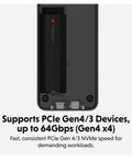Tool Free USB4 NVMe SSD Enclosure Pushing Straight Up 80Gbps Speeds With Thunderbolt 5 Compatibility showing interior with PCIe connection.
