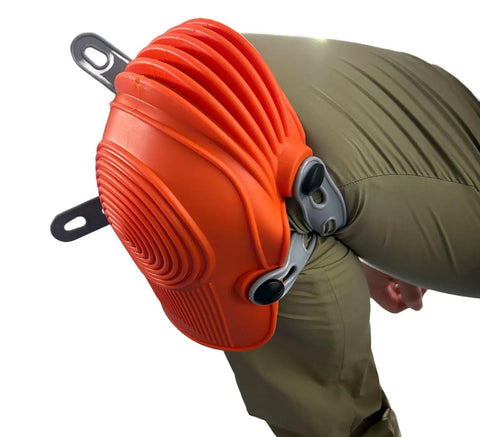 Ultraflex Non-Skid Kneepads with Flexible Design, orange plastic gear worn on knee for construction and gardening
