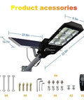 600W Solar Flood Light Mega Bright For Outdoors With 30000 Lumens Dusk To Dawn Motion Sensor IP66 Waterproof LED Street Pole Light accessories