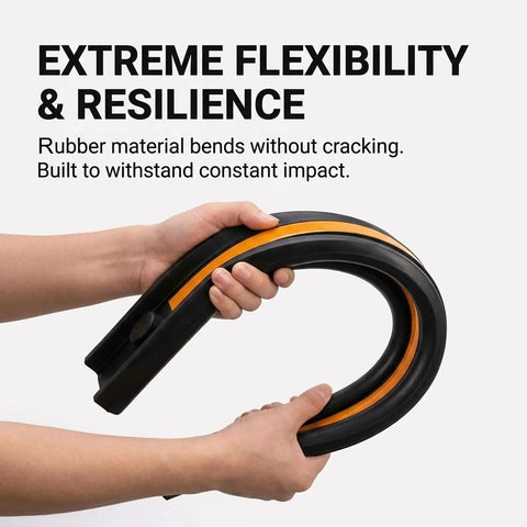 Heavy Duty Rubber Wall Bumper Guards 5 Pack Impact Resistant, showcasing flexibility and resilience of solid rubber material.