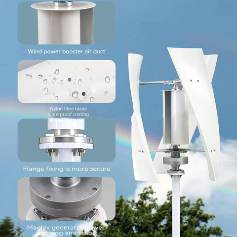 6000W Wind Turbine Kit With Low Speed Three Blade Wind Generator And Controller for Renewable Energy Vertical System