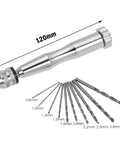 Manual Hand Drill Kit With Ten Bits 0.3 To 3.5mm Chuck For Wood Plastic PCB Jewelry Crafting, metal drill with 10 bits, size displayed