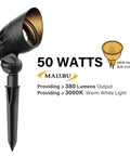 50 Watt Low Voltage Flood Light For Landscape Lighting With MR16 Bulb Included No Fuss Install Outdoor Spotlight