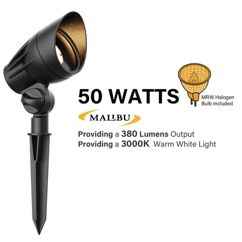 50 Watt Low Voltage Flood Light For Landscape Lighting With MR16 Bulb Included No Fuss Install Outdoor Spotlight
