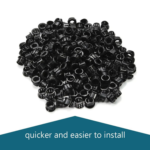 200 Piece Nylon Cable Snap Bushing Set Heavy Duty Half Inch 13mm Black Snap In Bushing Grommet Protector for cables