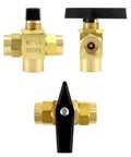 Premium Brass One Quarter Inch NPT Three Way Ball Valve With L Port Panel Mount Instrument Fittings Female NPT Connectors