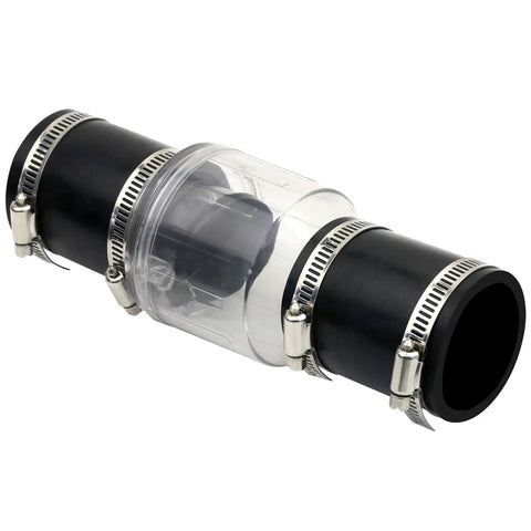 2 Inch Sump Pump Check Valve With Spring Loaded Flapper Full Flow Non Clog Design DIY Friendly Steel Clamps For 2 Inch Schedule 40 Pipe