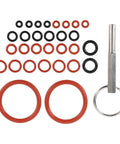Rock Solid Silicone Coffee Machine O Ring Seals Repair Kit With 30 Pcs Essential Gaskets Plus Stainless Steel Tool Key For Leak Proof Seal Maintenance On Espresso Makers To Bash Drips And Banish Nasty Spills While Maintaining Heat Resistance. 30 silicone O-rings with stainless steel tool