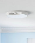 Ceiling view of Rechargeable Motion Sensor Ceiling Light With Remote, 7.5 Inch LED Fixture for indoor spaces, mounted on white ceiling.
