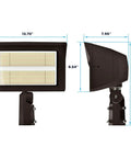 Top Shelf Outdoor LED Flood Lights 200W To 300W Adjustable Wattage side and front view with dimensions for installation.