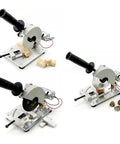 Rock Solid Smooth Operating Mini Desktop Saw For Wood Stone Steel Craft Cutting With Low Noise All Copper Motor Heavy Duty Precision Setup Including Nine Interchangeable Angled Blades Knockout Performance on a flat surface with wooden and stone materials.
