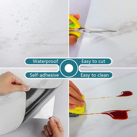 Features of 12x12 Inch Vinyl Floor Tiles Peel And Stick White Marble Waterproof Self Adhesive Sticker Tiles For Bathroom Kitchen Bedroom Walls Basement DIY