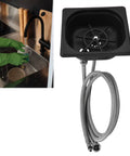 Heavy-Hitter Square Glass Rinser And Sink Sprayer, Solid Stainless Steel Auto Cup Washer with Matte Black Sink and Hose.