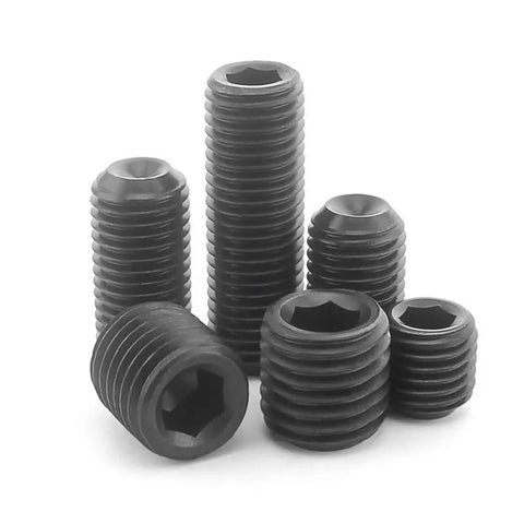 400 Pcs Hex Socket Cup Point Set Screws Assortment Kit Carbon Steel Black Finish DIN 916 M3 M4 M5 M6 M8 screws displayed