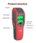 Pro Level Wall Scanner And Stud Finder With Bright Digital Screen and Sharp Buzzer Alert showing product structure and features.