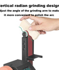 Kick Your Shop Jobs Into High Gear With This Compact Mini Belt Sander Benchtop Polisher adjusting grinding arm for arc polishing
