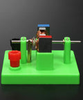 Hands On Circuit And Motor Lab Kit For Students DIY DC Motor Model on green base for school STEM projects.