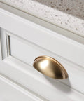 10 Pack Brushed Brass Cabinet Cup Pulls 3 Inch Center To Center Solid Metal Drawer Handles For Cabinets Doors Closets