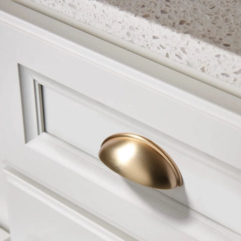 10 Pack Brushed Brass Cabinet Cup Pulls 3 Inch Center To Center Solid Metal Drawer Handles For Cabinets Doors Closets