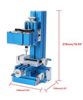 Heavy Duty Metal Mini Milling Machine And Benchtop Wood Lathe Built For Hella Smooth DIY Projects Killer Precision Controls Sturdy Aluminum Frame Ideal For School Labs Quick Modelmaking AC 100 To 240 Volt side view with measurements.
