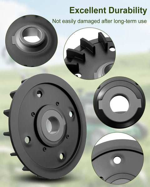 Detailed view of Durable No Brainer Lawn Mower Blade Replacement Kit components for EGO Power 21 Inch Mowers, showcasing flange and bolt features.