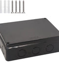 IP65 Waterproof Junction Box With Reserved Holes, Built Tough ABS Plastic Electrical Enclosure For Outdoor DIY Projects, 10 X 7.9 X 3.1 Inch Black with mounting accessories