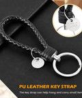 PU leather key strap detail from 1.5 Inch Elastic Equestrian Belt With Bit Buckle And Leather Key Strap For Horse Riding Enthusiasts