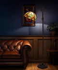 Tiffany Style Stained Glass Reading Floor Lamp With Antique Arched Tall Design 62 Inch Standing Lamp for Living Room