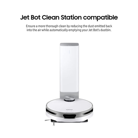 Jet Bot Clean Station Dust Bags Pack Of 5 Replacement Bags For Jet Bot AI Plus And Jet Bot Plus Vacuum Cleaners shown with docking station