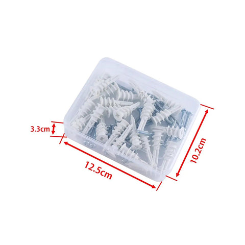 Heavy Duty Drywall Anchors And Screws Kit For Wall Mounts Self Drilling Nylon Spiral Expansion Tubes With Slots Zinc Plated Carbon Steel Built To Last Ready To Mount Rust Resistant Strong Hold, 12.5x10.2x3.3cm box