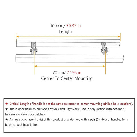 Sliding Barn Door Handle With Smooth Surface For Glass And Wood Doors Easy Install Pull Handle For Interior Or Exterior Doors Gray Finish Multiple Lengths From 50Cm To 100Cm Sleek Modern Look, diagram showing dimensions and mounting instructions.