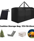 Patio Waterproof Extra Large Cushion Storage Bag With Handles, showing zippered design and heavy-duty material, 1 Pack.