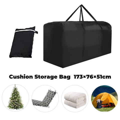 Patio Waterproof Extra Large Cushion Storage Bag With Handles, showing zippered design and heavy-duty material, 1 Pack.