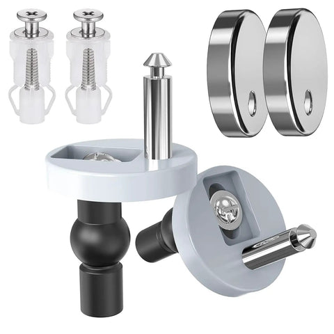 Toilet Seat Hinge Bolts Kit With Quick Release Top Hinge Fixings including rubber bolts, stainless caps, and washers