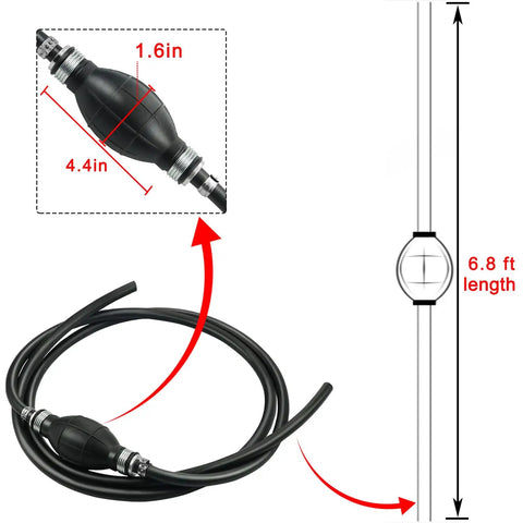 Universal Outboard Fuel Line With Primer Bulb Five Sixteenth Inch Eight Millimeter Marine Boat Fuel Hose Assembly Six Feet Long For Boats RVs Tractors And Caravans Ethanol Compatible Low Permeation