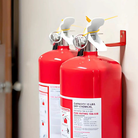 Heavy Duty Fire Extinguisher Bracket Wall Mount 4 Pack Universal Steel Mounting Kit Home Garage Vehicle Red Safety Accessory That Slaps On Quick And Stays Locked Down