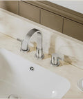Chrome 8 Inch Widespread 3 Hole 2 Handle Waterfall Bathroom Sink Faucet With Metal Pop Up Drain For Easy No Fuss Installation And Durable Modern Vanity Upgrade