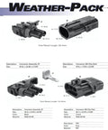 Ultimate Automotive Weather-Pack Connector Kit For 20 Amp Systems With Sealer Terminals And Housing For Male Female Quick Disconnect Splices Plus Wire Gauge Range From 10 To 20 Ga Ready For Any Rig Or Ride., black PA66 automotive Weather-Pack connector housings